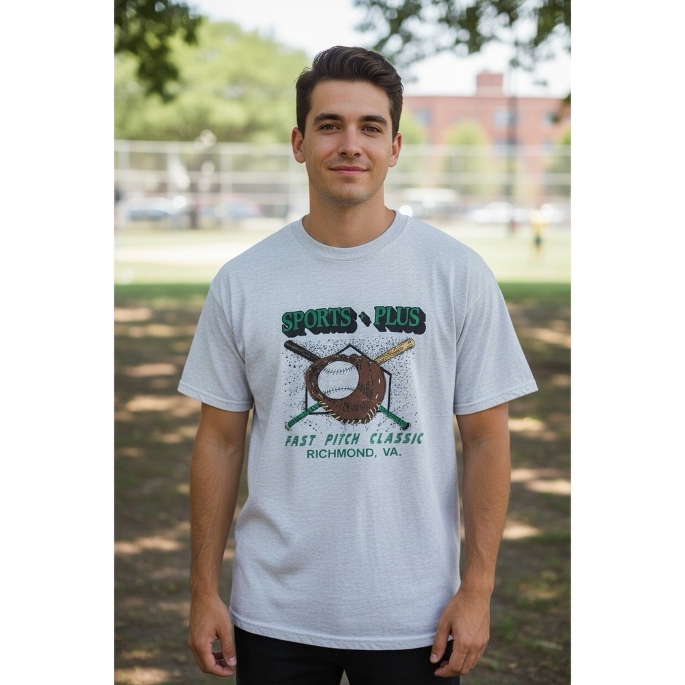 VTG Sports Plus Fast Pitch Classic T Shirt Mens XL Baseball Richmond VA 90s